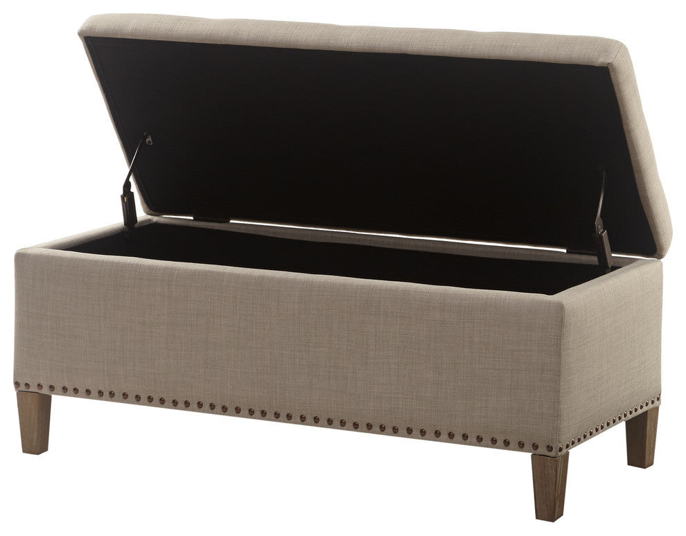 Madison Park Shandra II Tufted Top Soft Close Storage Bench, Natural