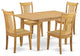 5-Piece Dinette Table Set - Table And 4 Wood Seat Dining Chairs In Oak Finish