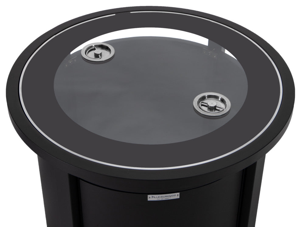 LeisureMod Walbrooke Patio Round Tank Holder, Black