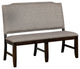 Benzara BM183108 Nail Head Wooden Bench with Fabric Upholstery, Gray and Brown