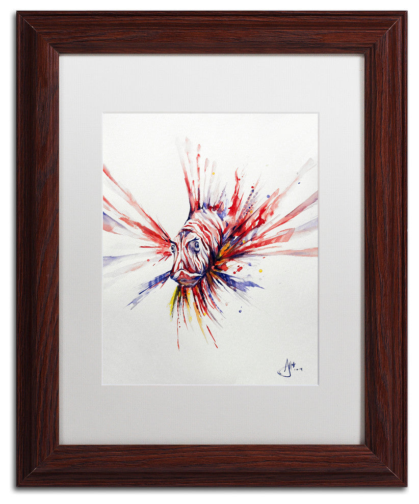 Marc Allante ''Pterois'' Art, Wood Frame, White Mat, 14x11