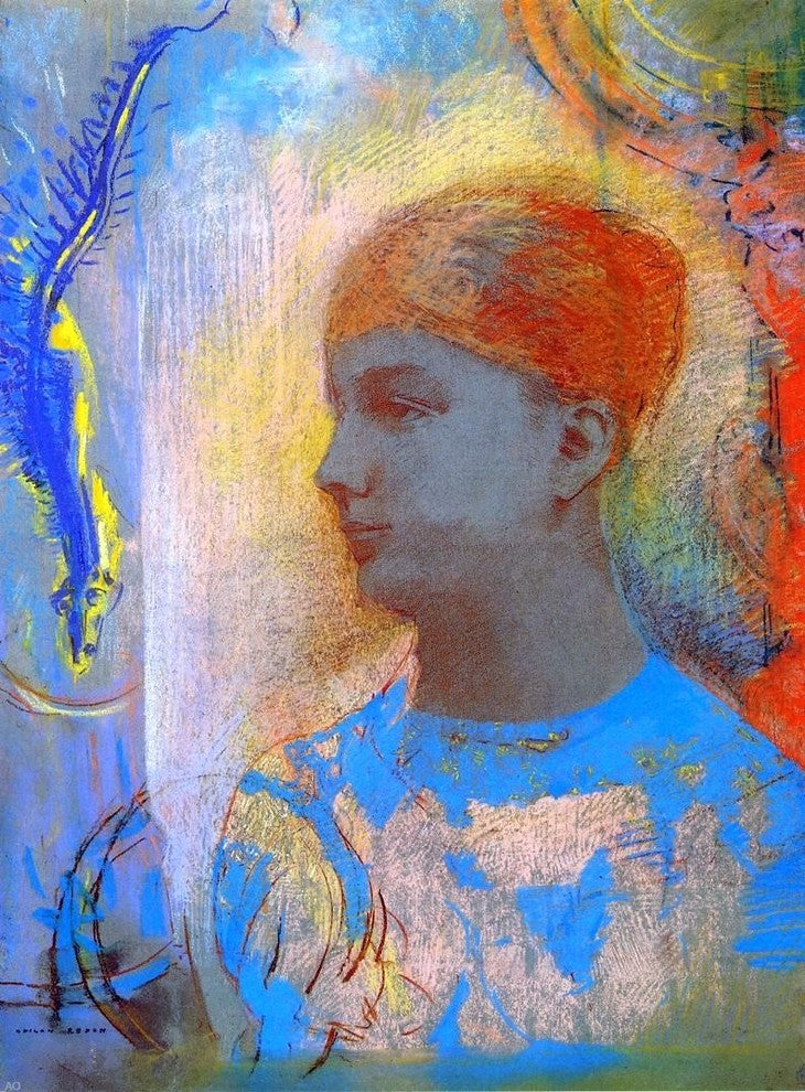 Odilon Redon Young Girl Facing Left, 21"x28" Wall Decal