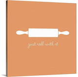 "Just Roll with it - minimalist retro kitchen art" Wrapped Canvas Art Print