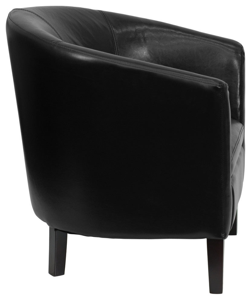 Flash Furniture Black Leather Barrel Shaped Guest Chair