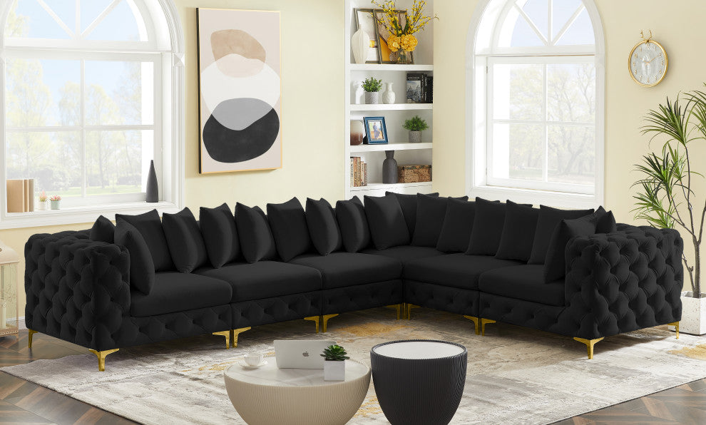 Tremblay Modular Sectional, Black, L-Shaped, 6-Piece: Armless (3), Corner (3)