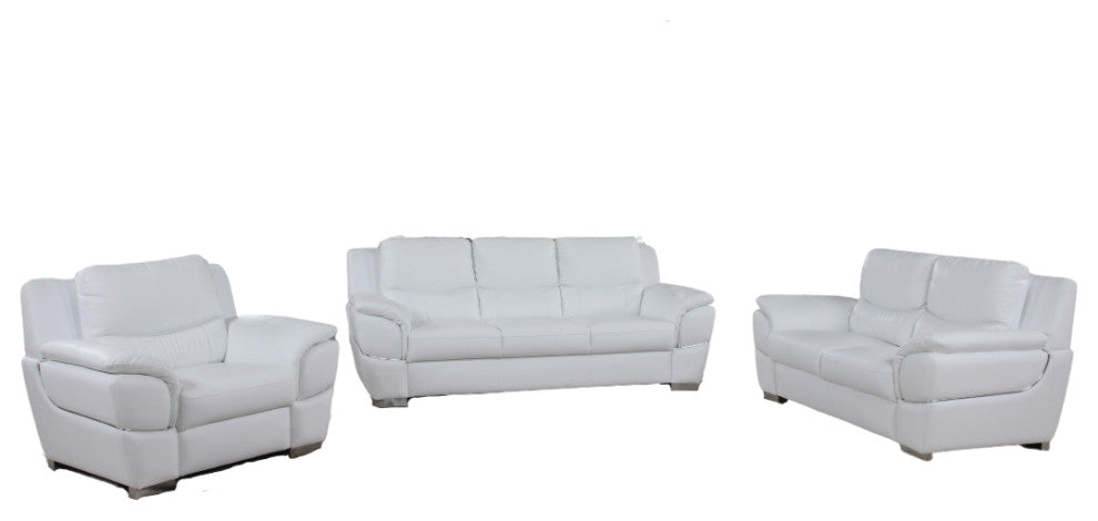 Chic White Leather Sofa Set