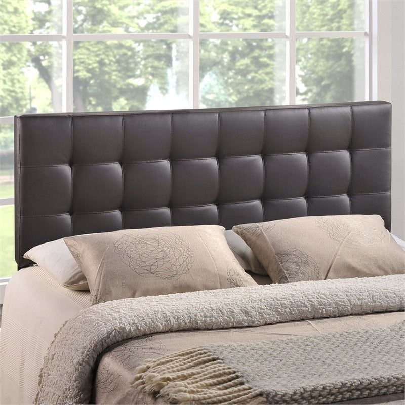Modern Contemporary King Size Vinyl Headboard, Brown Faux Leather