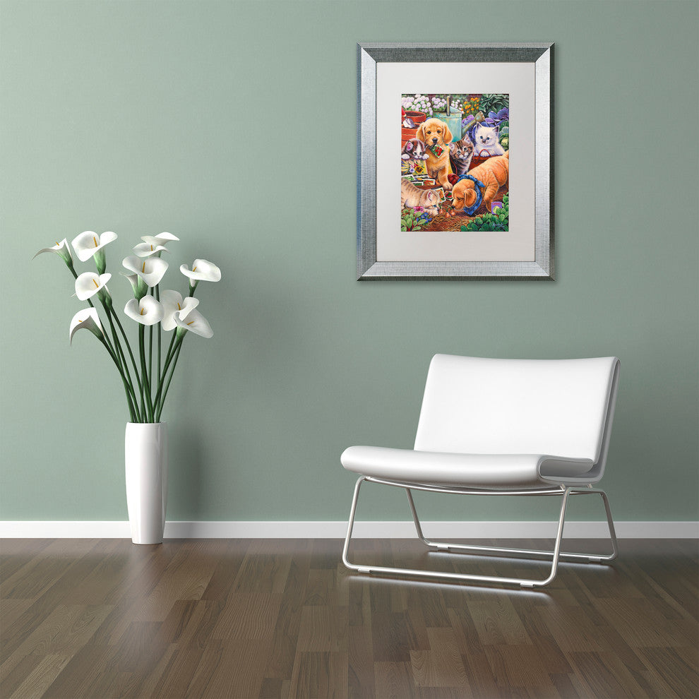 Jenny Newland 'Helpful Garden Paws' Matted Framed Art, 14x11