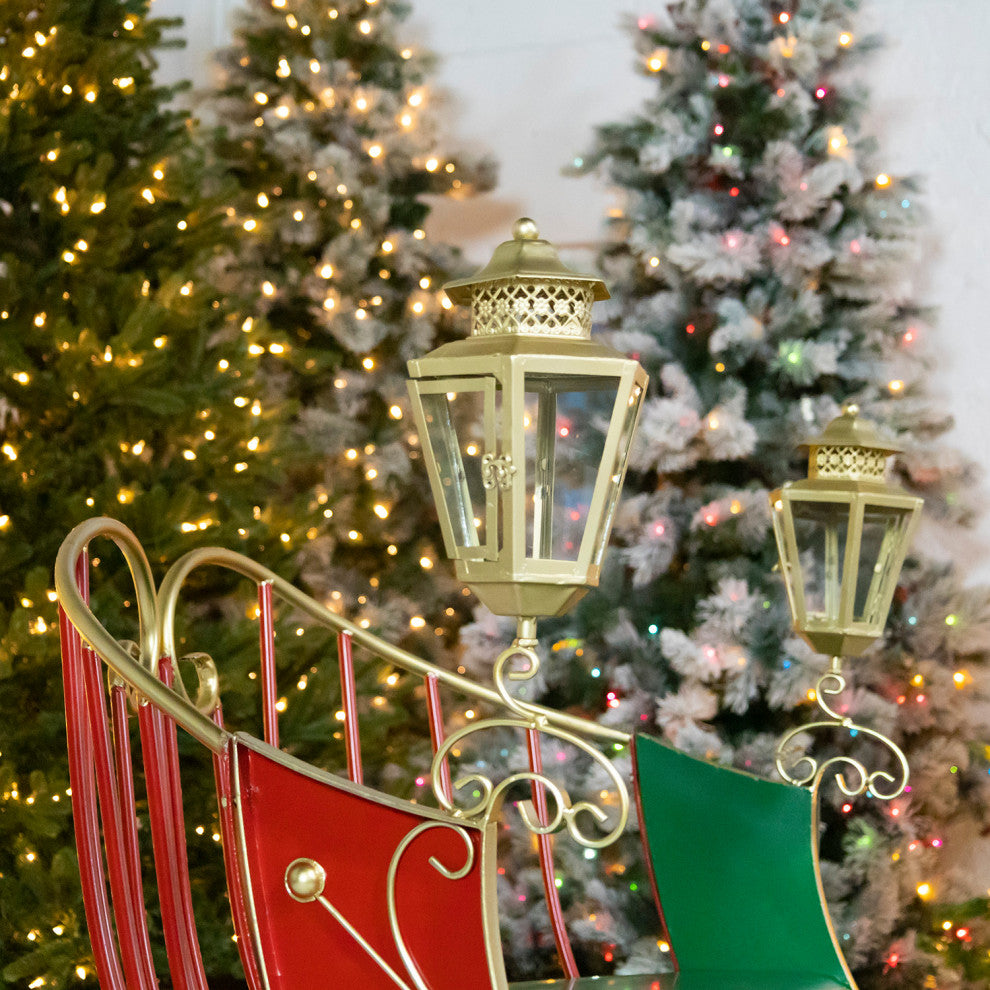Large Victorian Christmas Sleigh, Red, Green, Gold