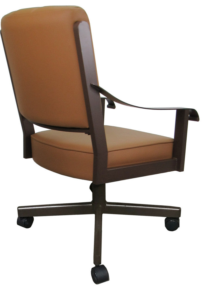 Leather Memphis Dining Caster Chair Swivel Tilt with Wheels, Brown Leather on Brown