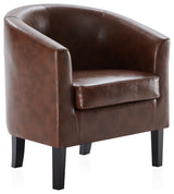 Modern Club Chair Barrel Design, Caramel
