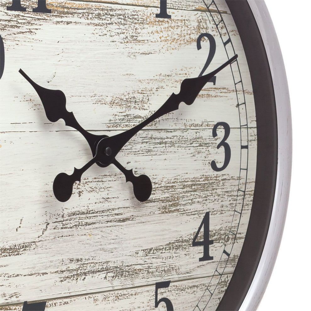 Kiera Grace Mallory Decorative Round Wall Clock, 20"Hx20"Wx2"D, Weathered Gr
