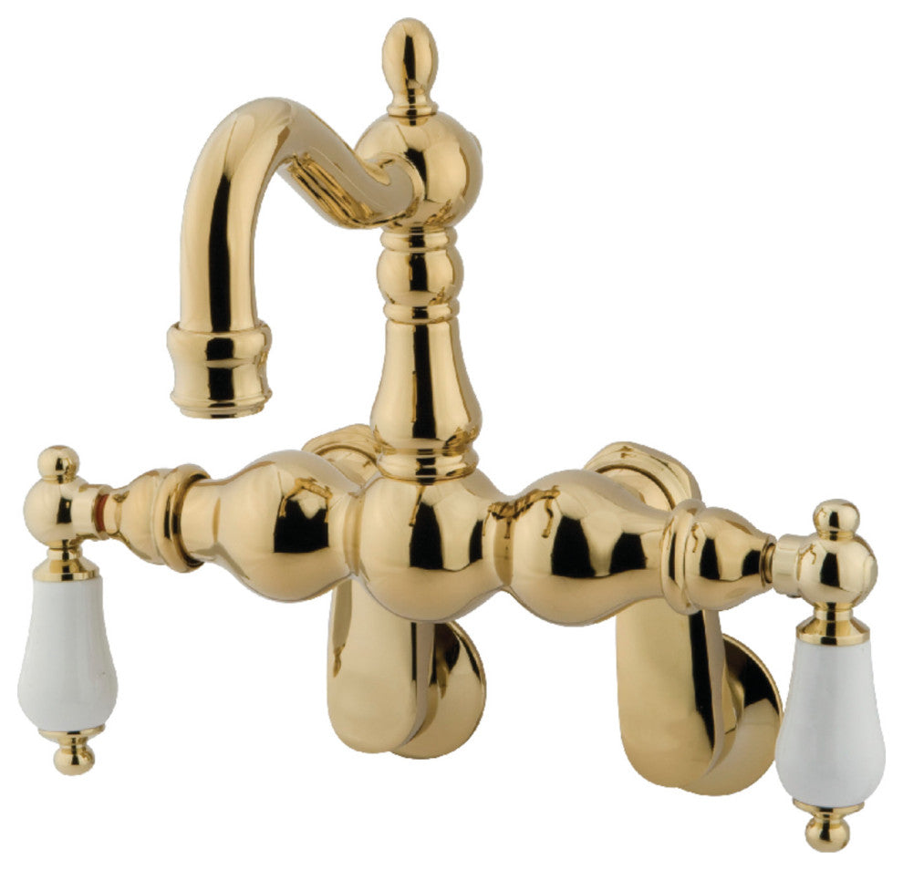 Kingston Brass Adjustable Center Wall Mount Tub Faucet, Polished Brass