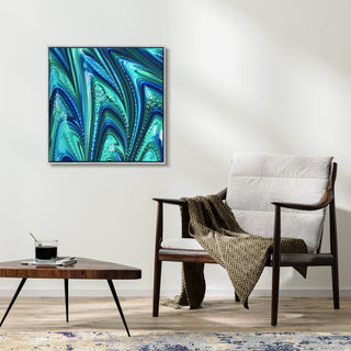 Ocean Waves I & II Crystallus Epoxy Coated Wrapped Framed Blue Canvas Wall Art