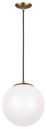 Leo - Hanging Globe LED Pendant, Satin Brass