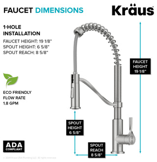 KRAUS Torak Commercial Style 2-Function 1-Handle Pull Down Kitchen Faucet SFS