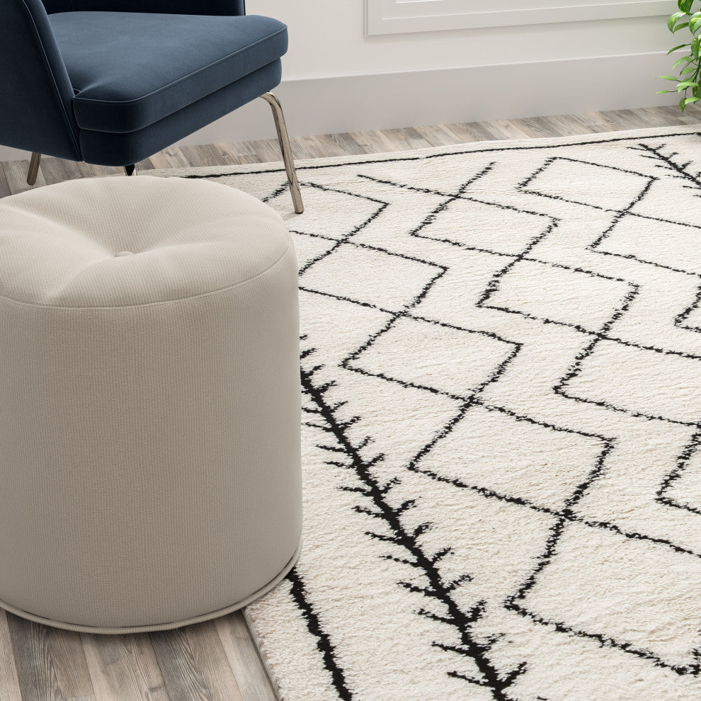 Geometric Style Bohemian Shag Area Rug, 5' X 7'
