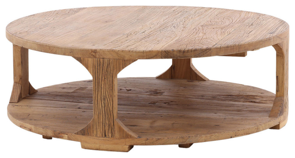 Salvaged Natural Elm Round Coffee Table