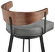 Lacey Swivel Stool, Black/Walnut Finish & Gray Faux Leather, Bar, 30"