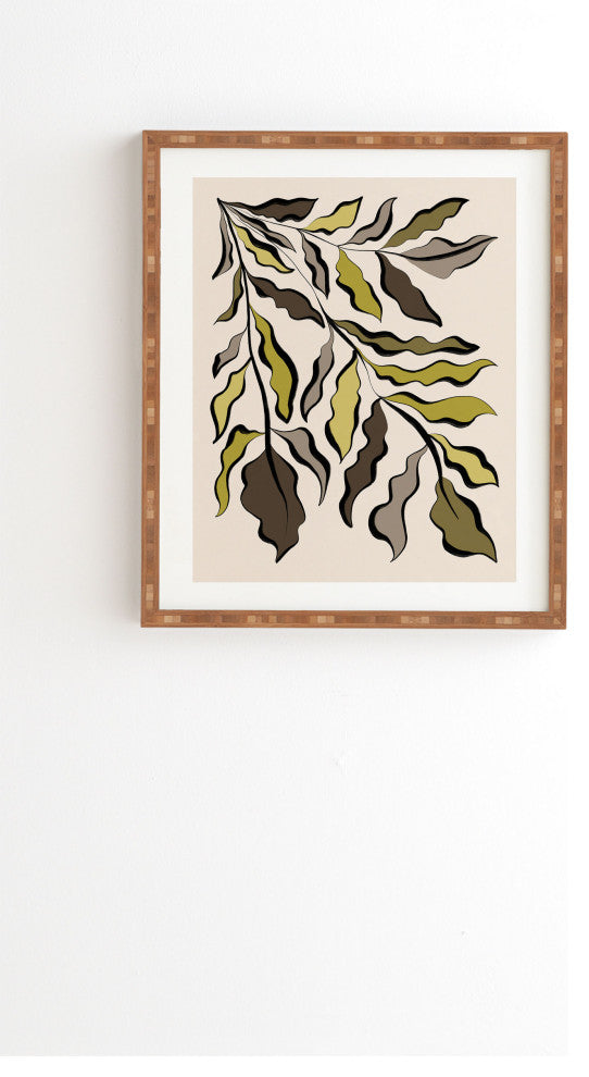 Alisa Galitsyna Green Leaves 2 Framed Wall Art, 11x13"