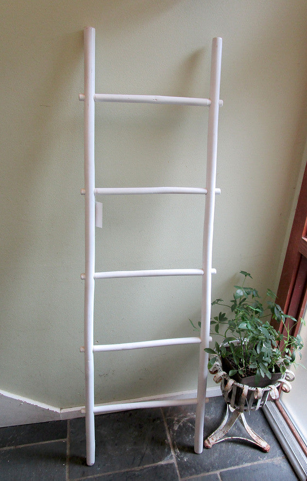 60" Bamboo Ladder Rack, Rosewood, White