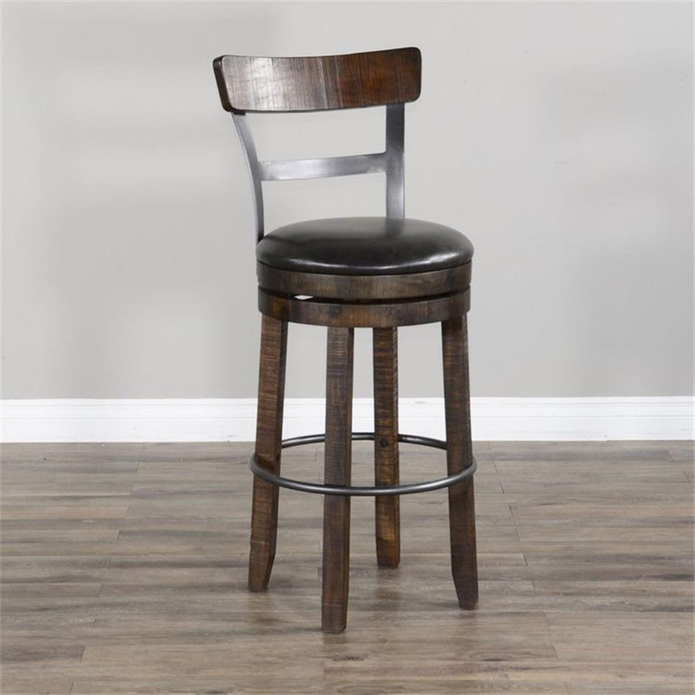 Sunny Designs Homestead 30" Swivel Barstool with Back in Tobacco Leaf (Set of 2)