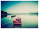 Pink Boat in Vintage Lake, Boat Canvas Art Print, 40"x30"