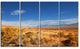 Expansive Prairie under Blue Sky, Landscape Canvas Art Print, 48"x28", 4 Panels