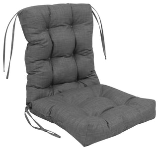 18"x38" Solid Microsuede Tufted Chair Cushion, Cool Gray