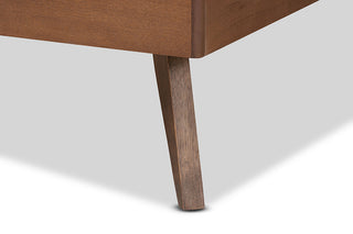 Gilvray Mid-Century Modern Ash Walnut Finish Wood Twin Platform Bed Frame