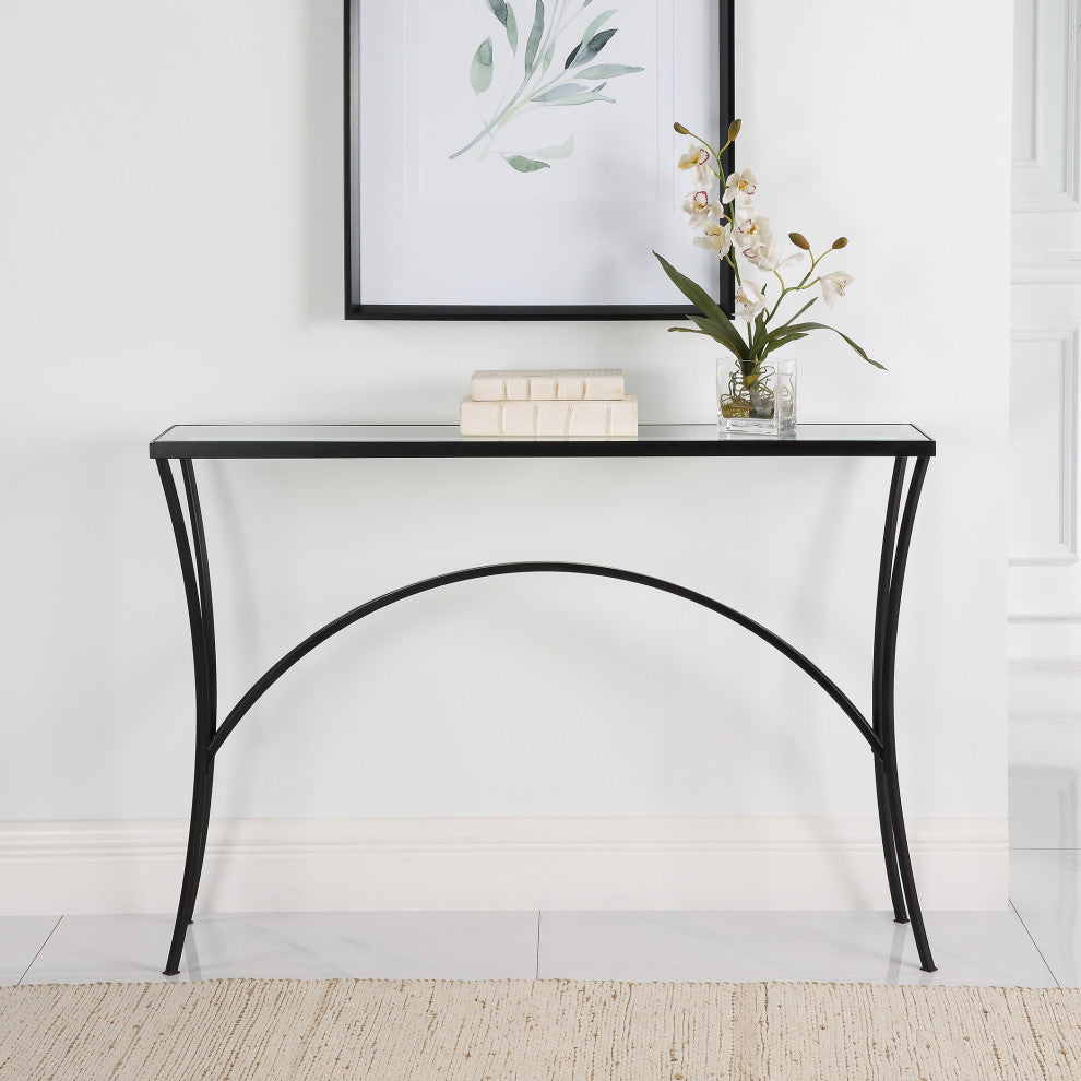 Uttermost 22910 Alayna Black Metal/Glass Console Table