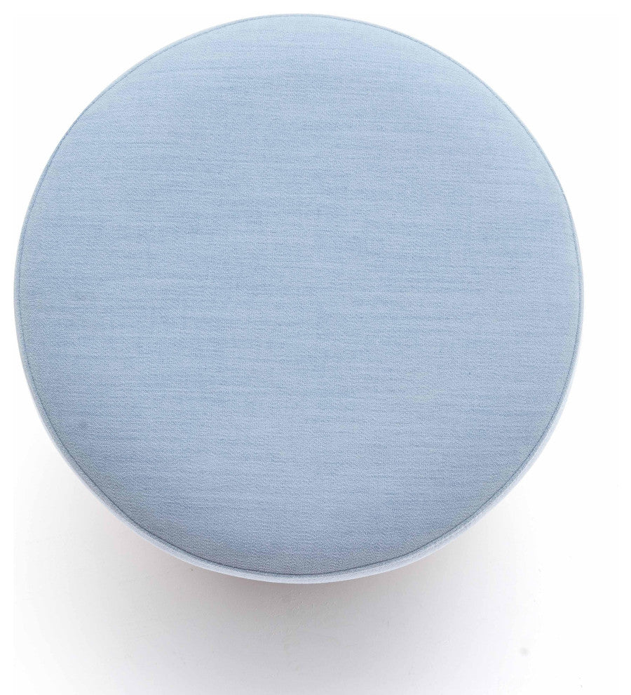 Dex Faded Blue Upcycled Fabric Ottoman