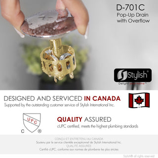 STYLISH Polished Chrome Pop-Up Bathroom Sink with Overflow Set of Two