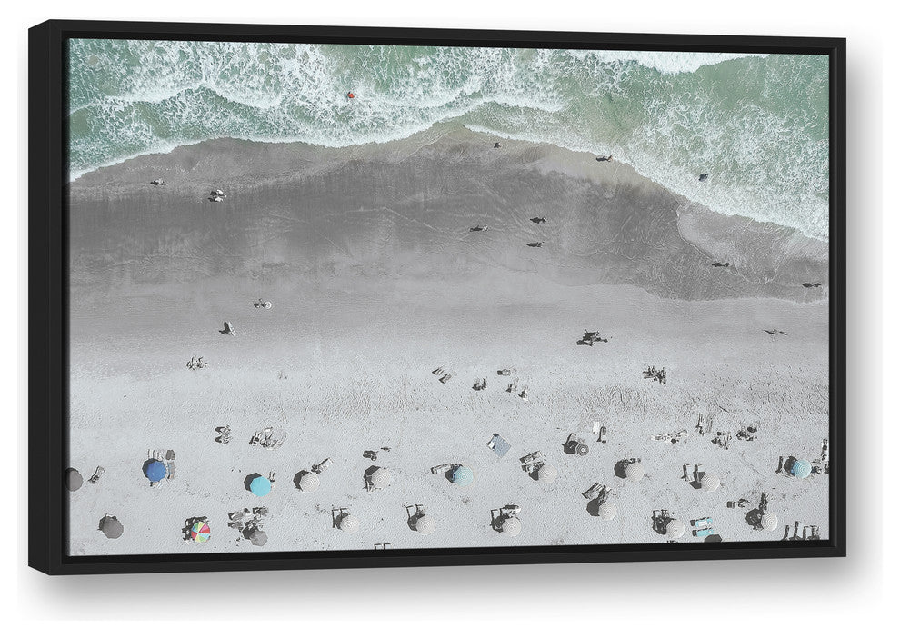 Aerial Beach Photo 24x36 Black Floating Framed Canvas