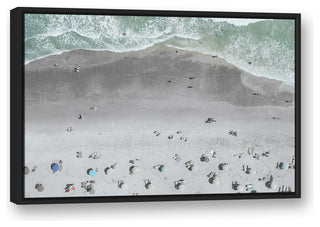 Aerial Beach Photo 24x36 Black Floating Framed Canvas