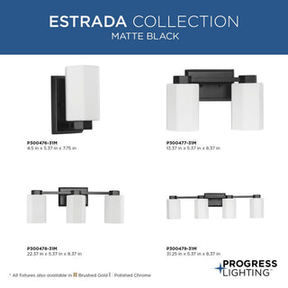 Estrada Collection 3-Light Contemporary Bath and Vanity Light, Matte Black