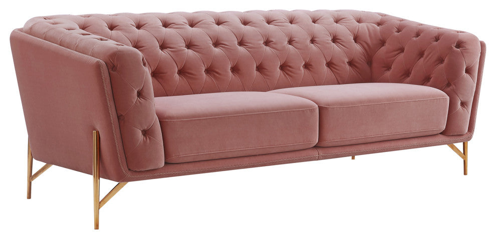 Divani Casa Aiken Modern Pink Velvet Sofa