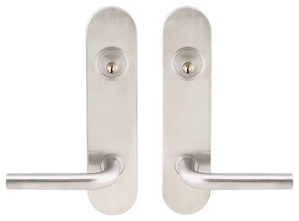 Cologne Lever, Tubular Entry, Double Cylinder, Satin Stainless Steel