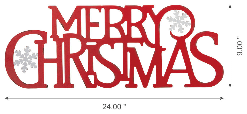24"L Metal Merry Christmas Wall Decor