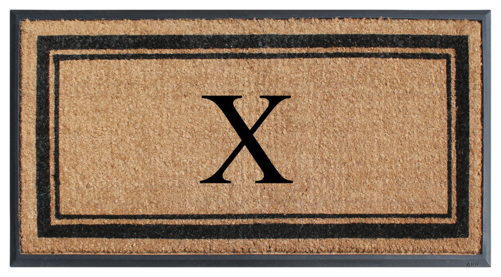 A1HC Picture Frame Natural Rubber and Coir Large Monogrammed Doormat 24"x48", X