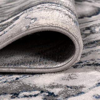 Swirl Marbled Abstract Area Rug, Gray/Blue, 4 X 6