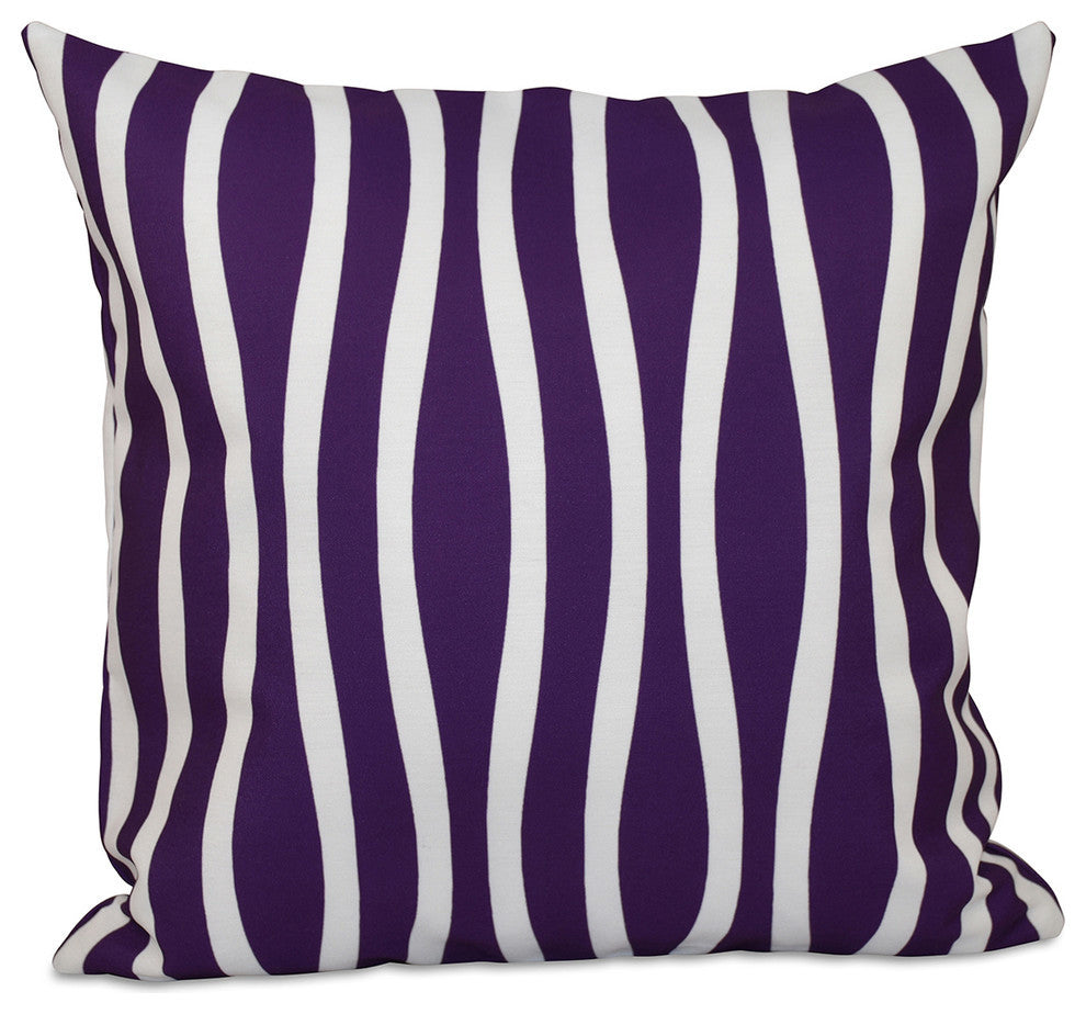 Wavy Stripe Decorative Pillow, Purple , 16"x16"