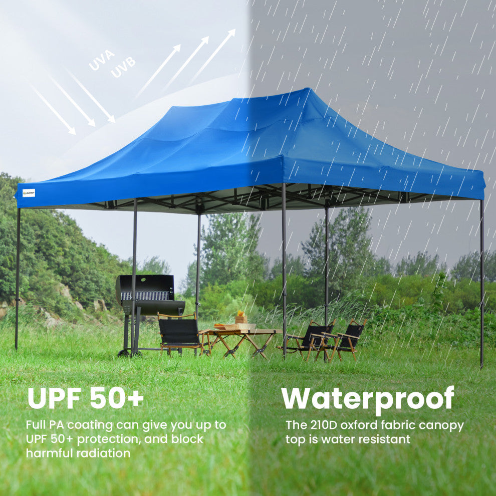 JEAREY Pop Up Canopy Tent, Outdoor Canopy, 4 Sand Bags, Royal Blue, 10x20ft