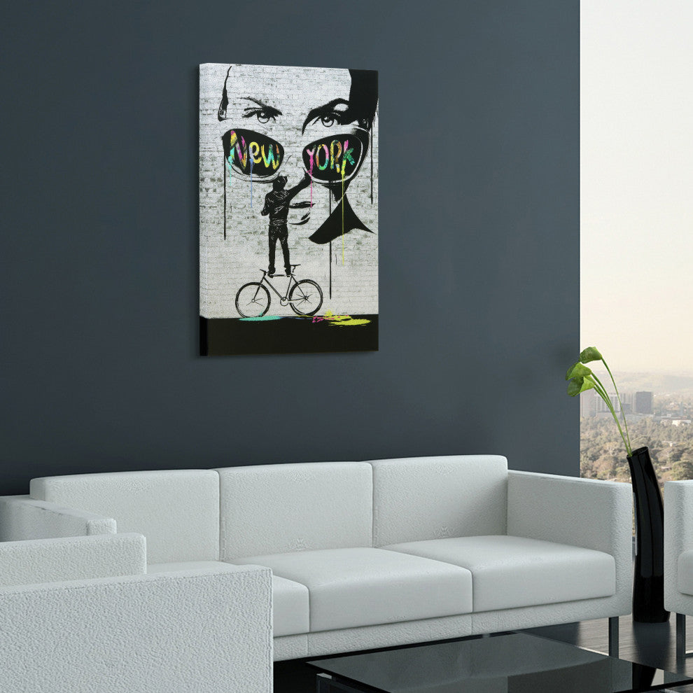"New York Wall Glitter" High Resolution Graphic Wall Art Print on Wrapped Canvas