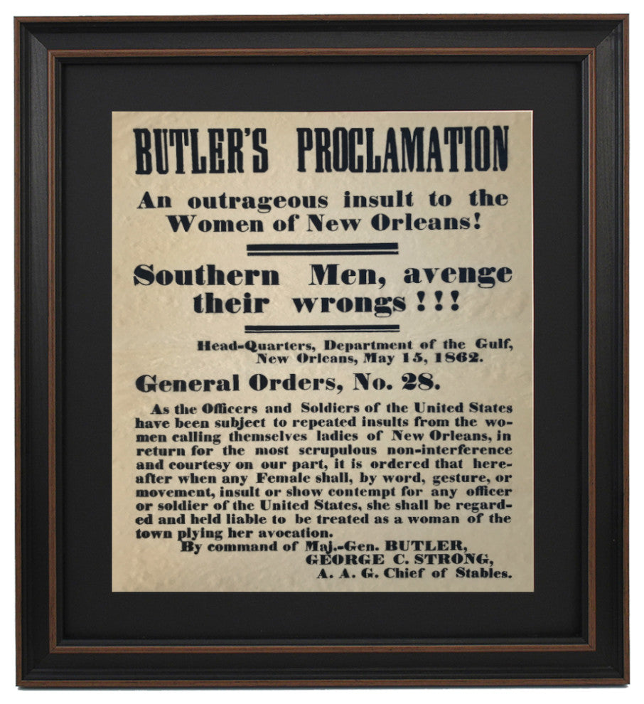 Framed Butler's Proclamation
