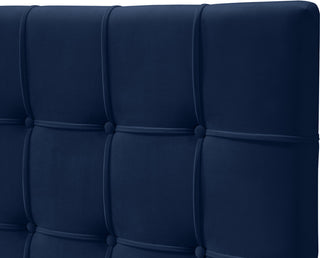 Elly Velvet Upholstered Bed, Navy, Queen