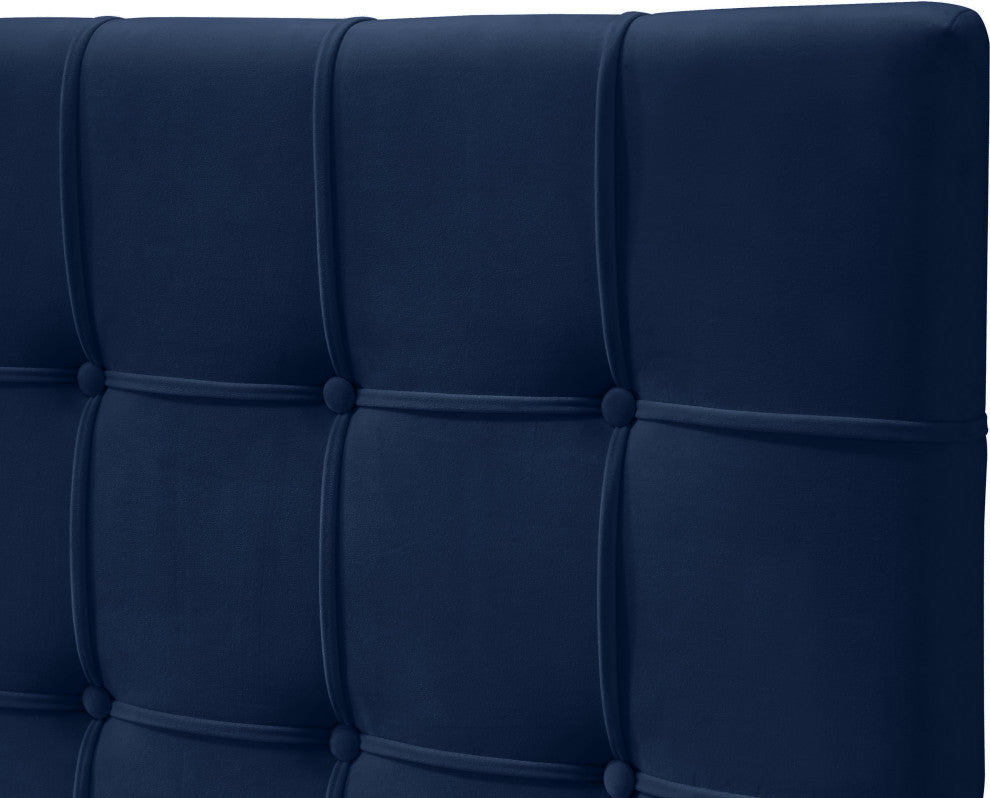 Elly Velvet Upholstered Bed, Navy, Queen