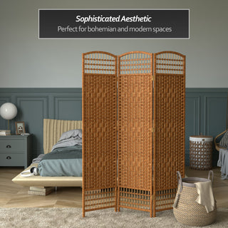 5 1/2' Tall Fiber Weave Room Divider, DarkBeige, 3 Panel