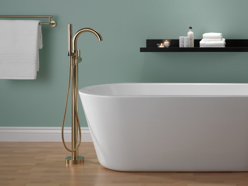 Delta Trinsic Contemporary Floor Mount Tub Filler Trim, Champagne Bronze