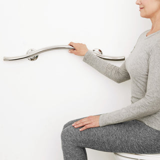 30" Maverick Double Arched Curved/Wave Bathroom Shower Grab Bar, Satin